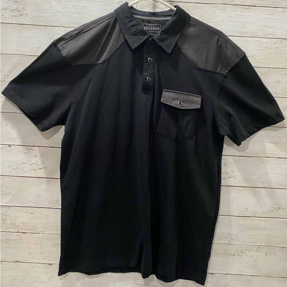 NWT Outlander Craft & Flow Men's Western Black Polo Snap Cowboy Shirt Size Large